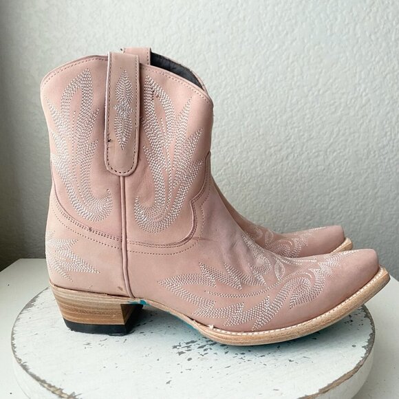 Lane LEXINGTON Womens Cowboy Bootie 8.5 Pink Western Cowgirl Short Ankle Boots - Picture 2 of 11